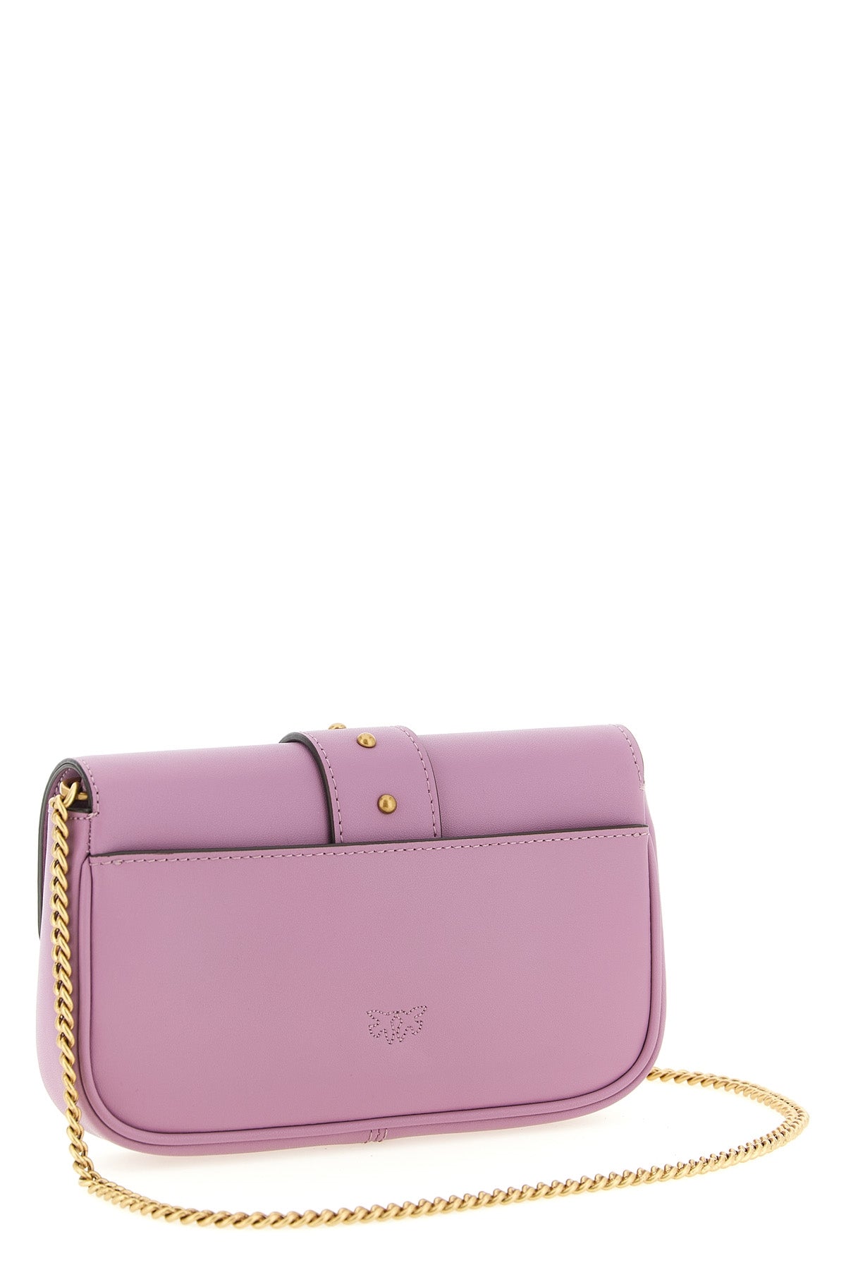 PINKO OS pocket love one silk leather crossbody bag
