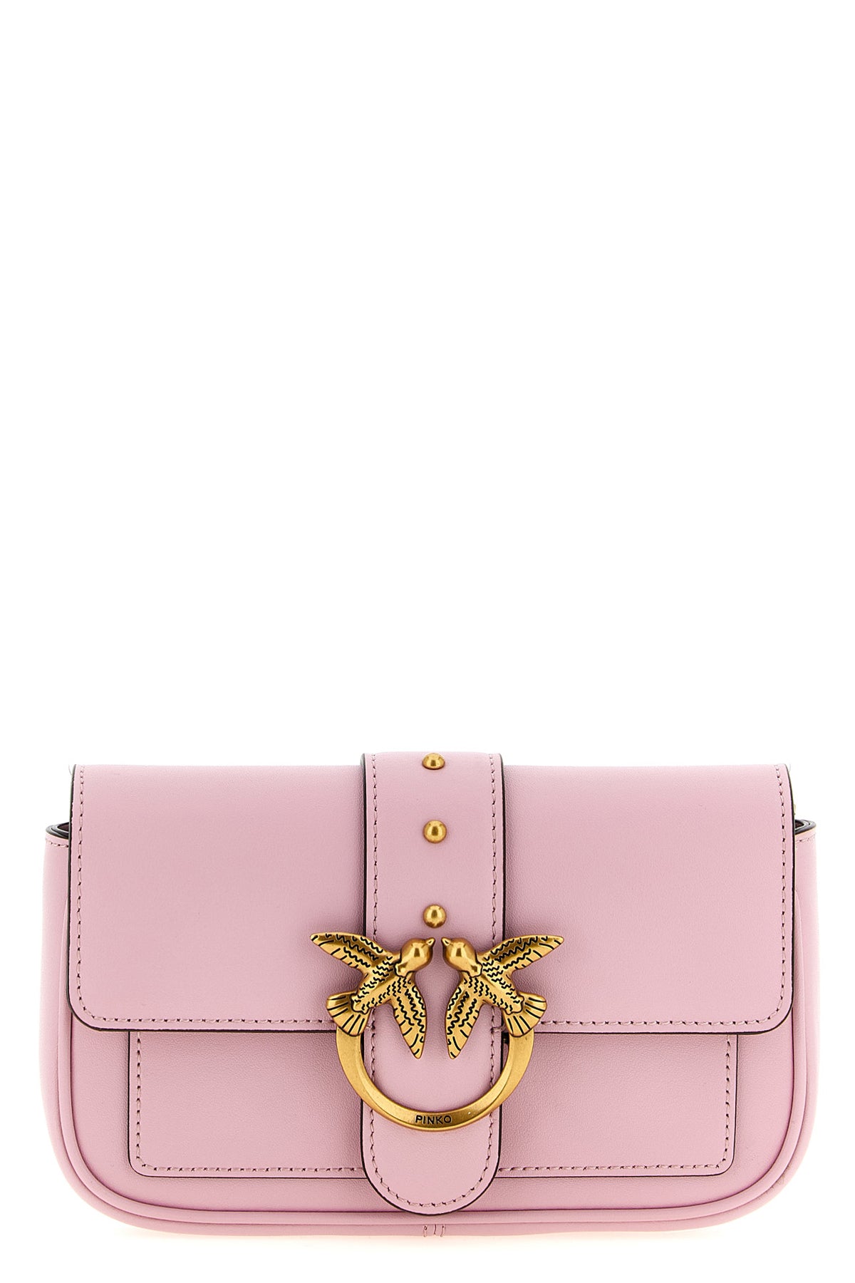 PINKO OS pocket love one silk leather crossbody bag