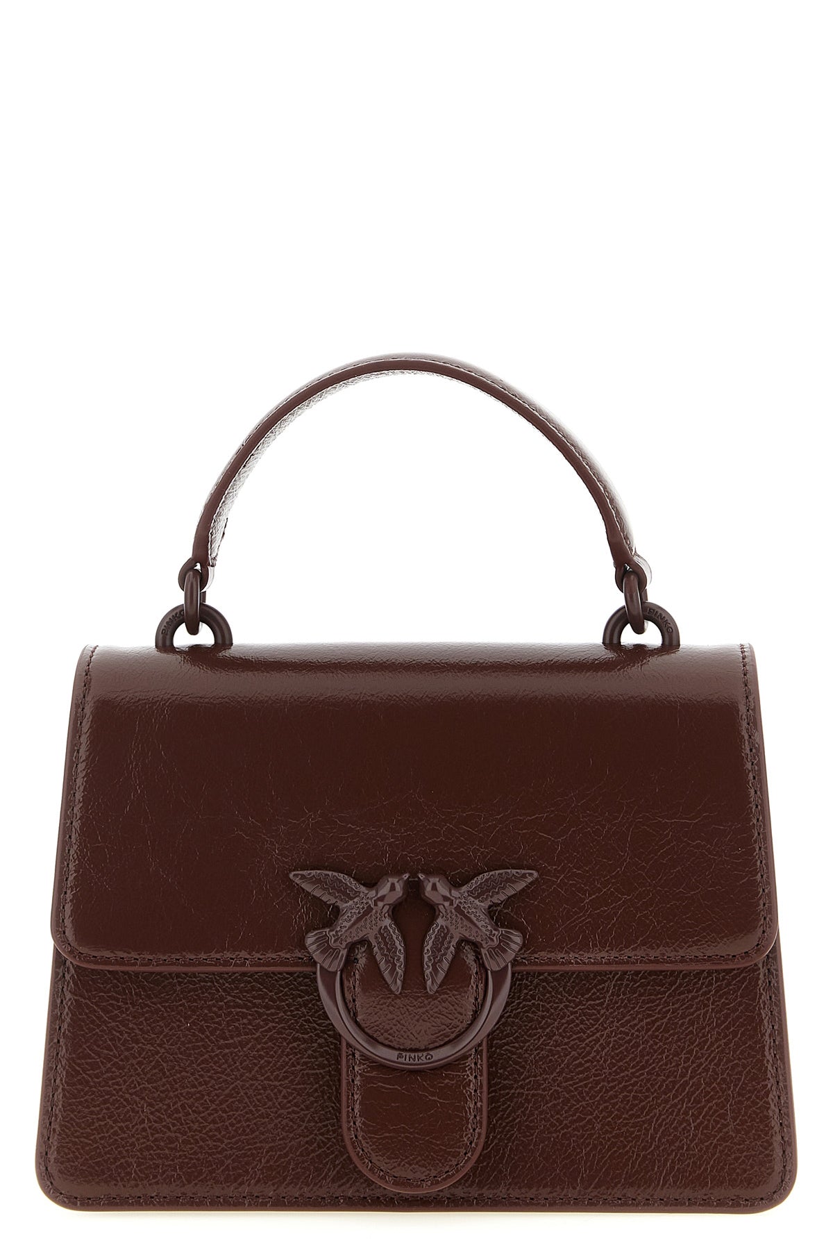 PINKO OS mini love one light vintage shiny leather handbag