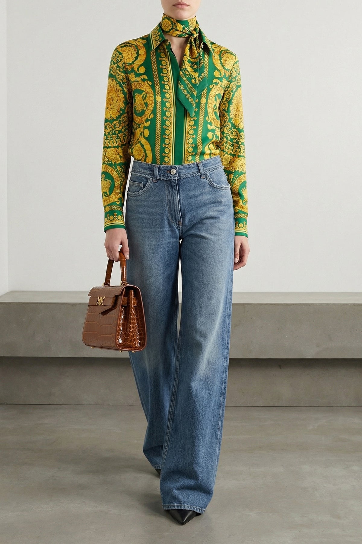 VERSACE 40 all-over barocco print silk twill shirt