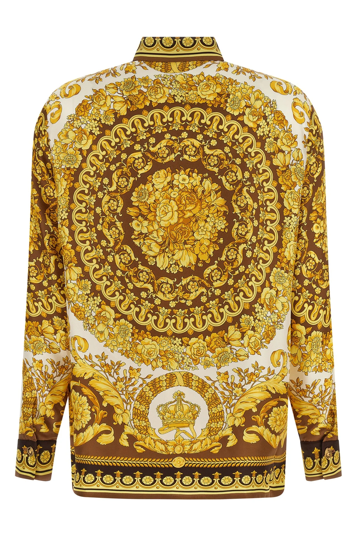 all-over barocco print silk twill shirt