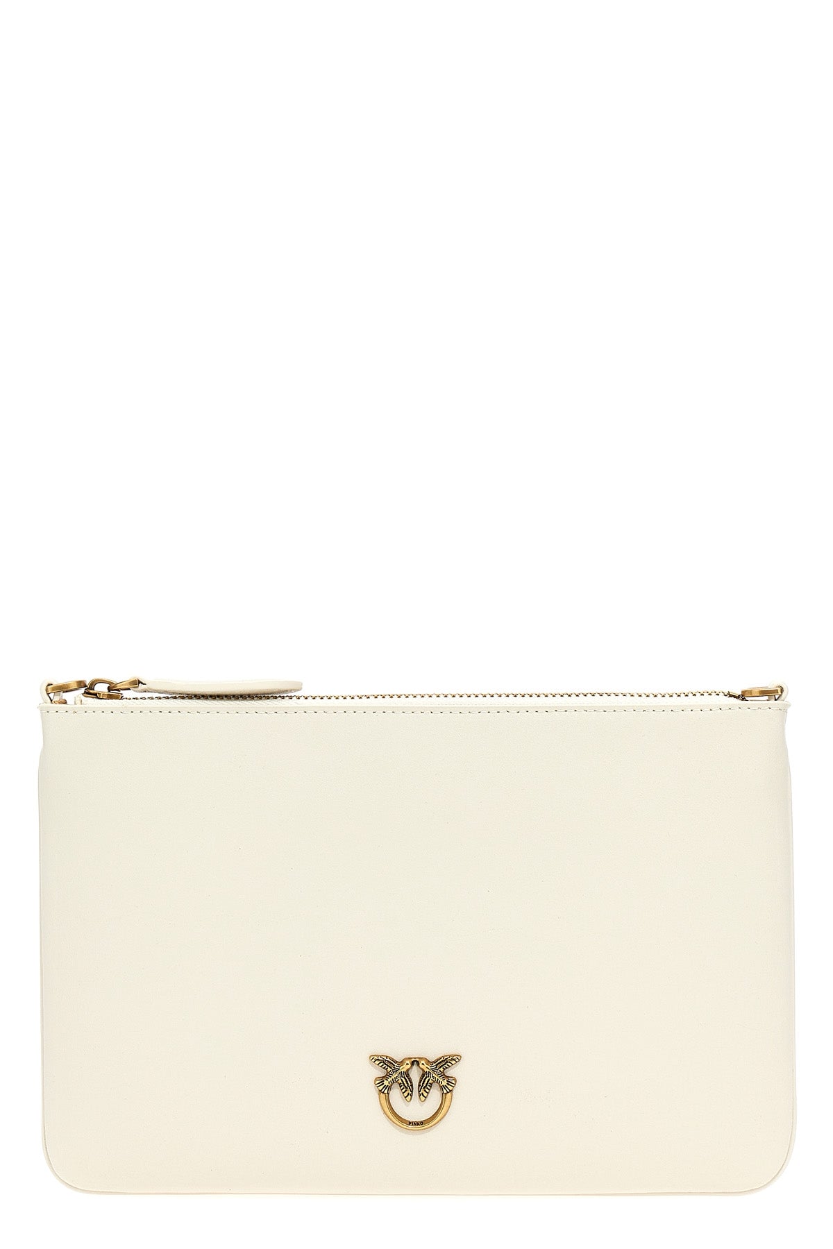 PINKO OS flat classic crossbody bag in silk-touch leather