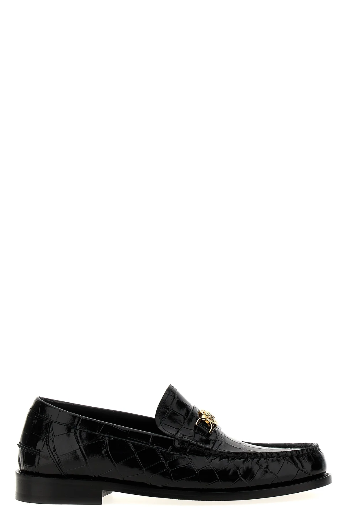 VERSACE 40 coconut-print leather loafers