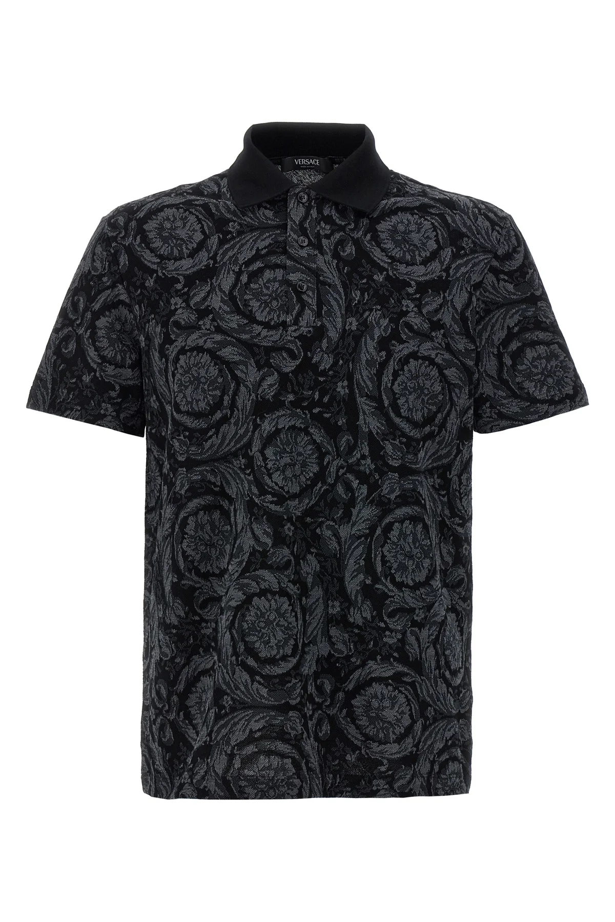 VERSACE XS polo shirt in baroque jacquard cotton piqué