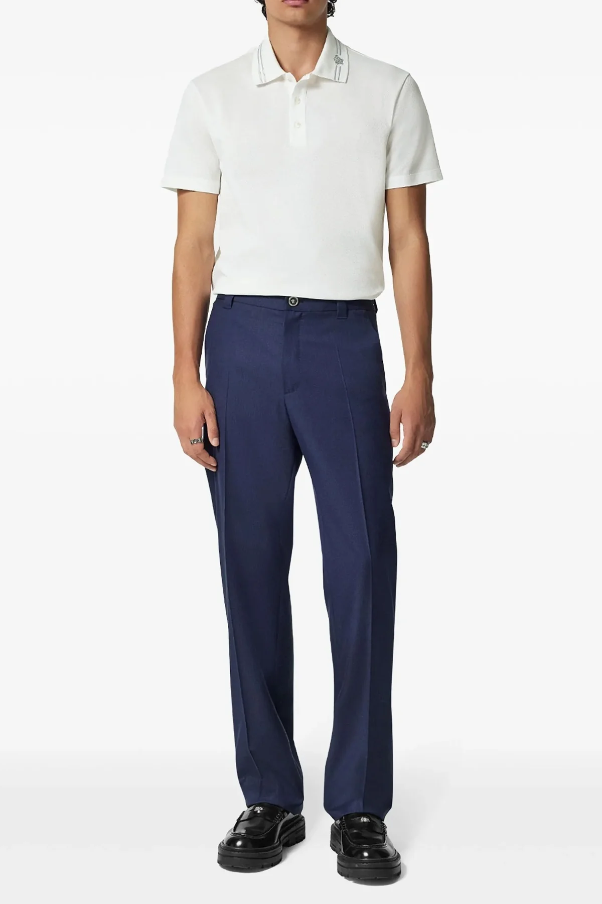 VERSACE L medusa embroidery cotton piqué polo shirt
