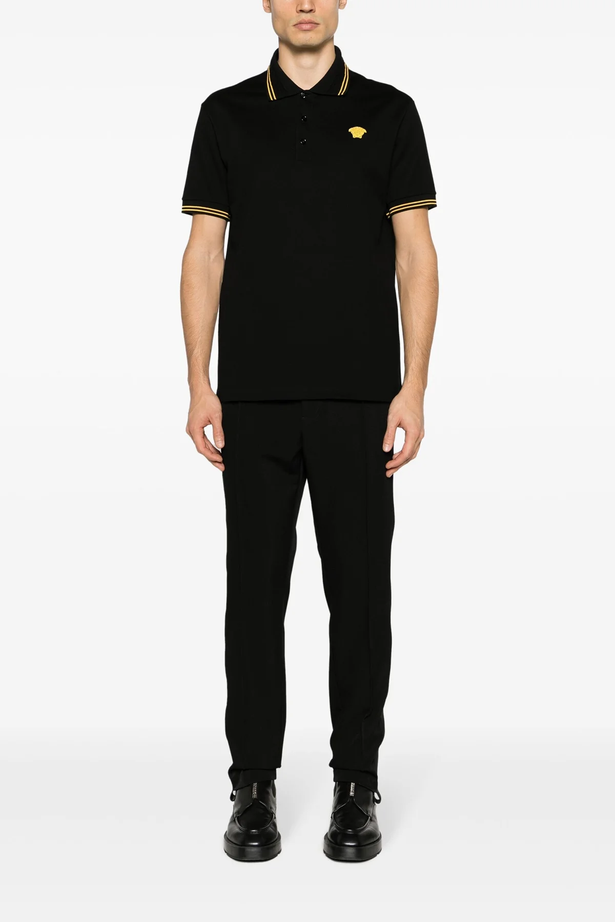 VERSACE XL cotton piqué polo shirt