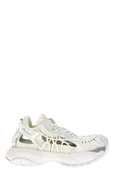 versace mercury m_vs_01 fabric and leather sneakers topped