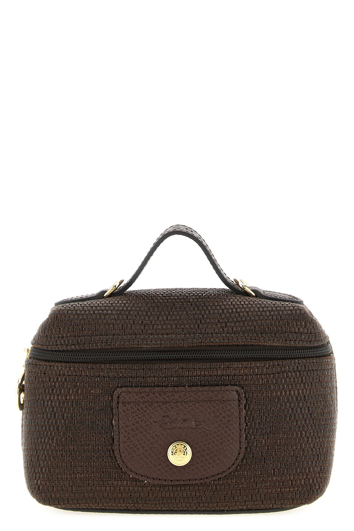 LONGCHAMP OS xs le pliage straw-effect canvas crossbody bag