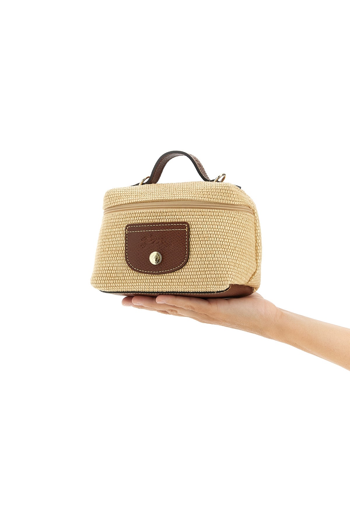 LONGCHAMP OS xs le pliage straw-effect canvas crossbody bag