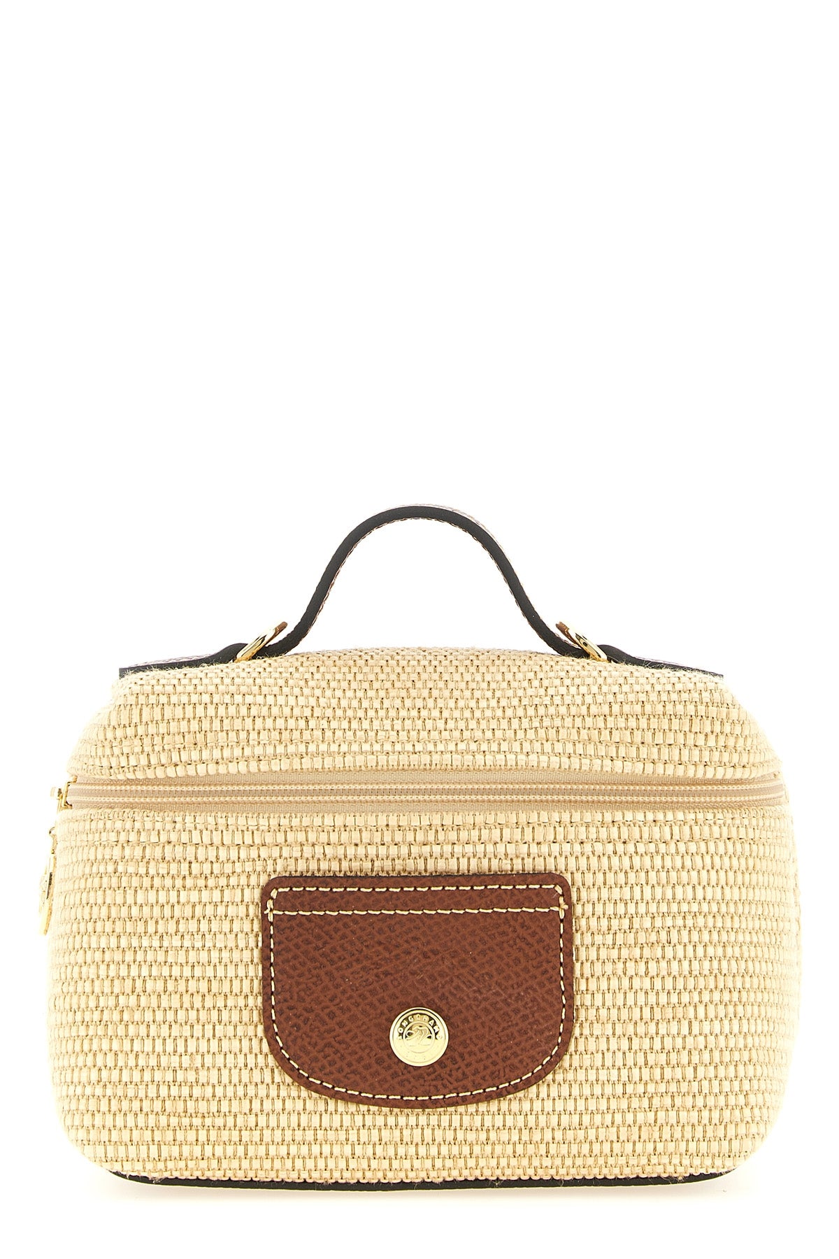 LONGCHAMP OS xs le pliage straw-effect canvas crossbody bag