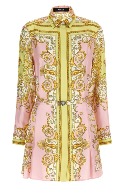 all over spring barocco print silk twill mini dress