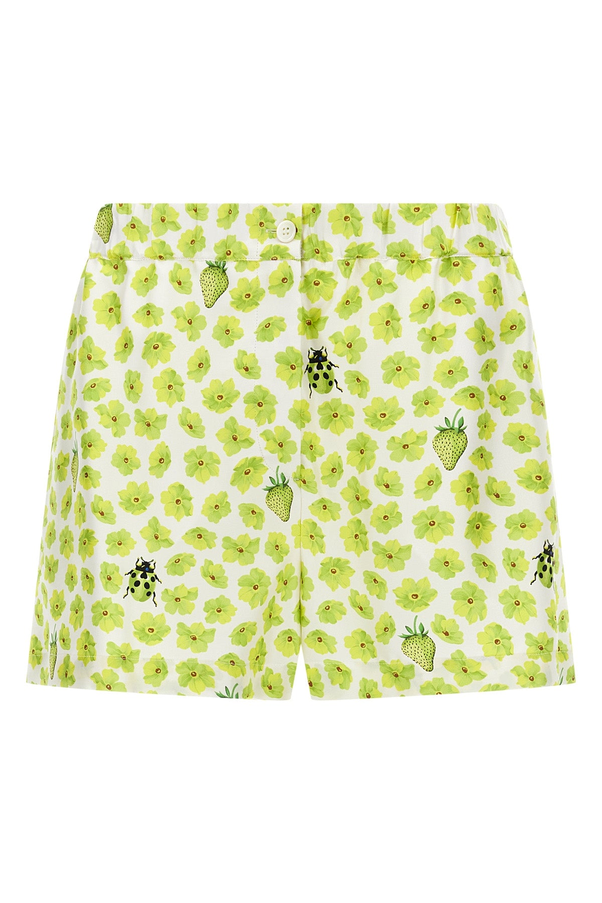 VERSACE 38 strawberry garden print silk twill shorts