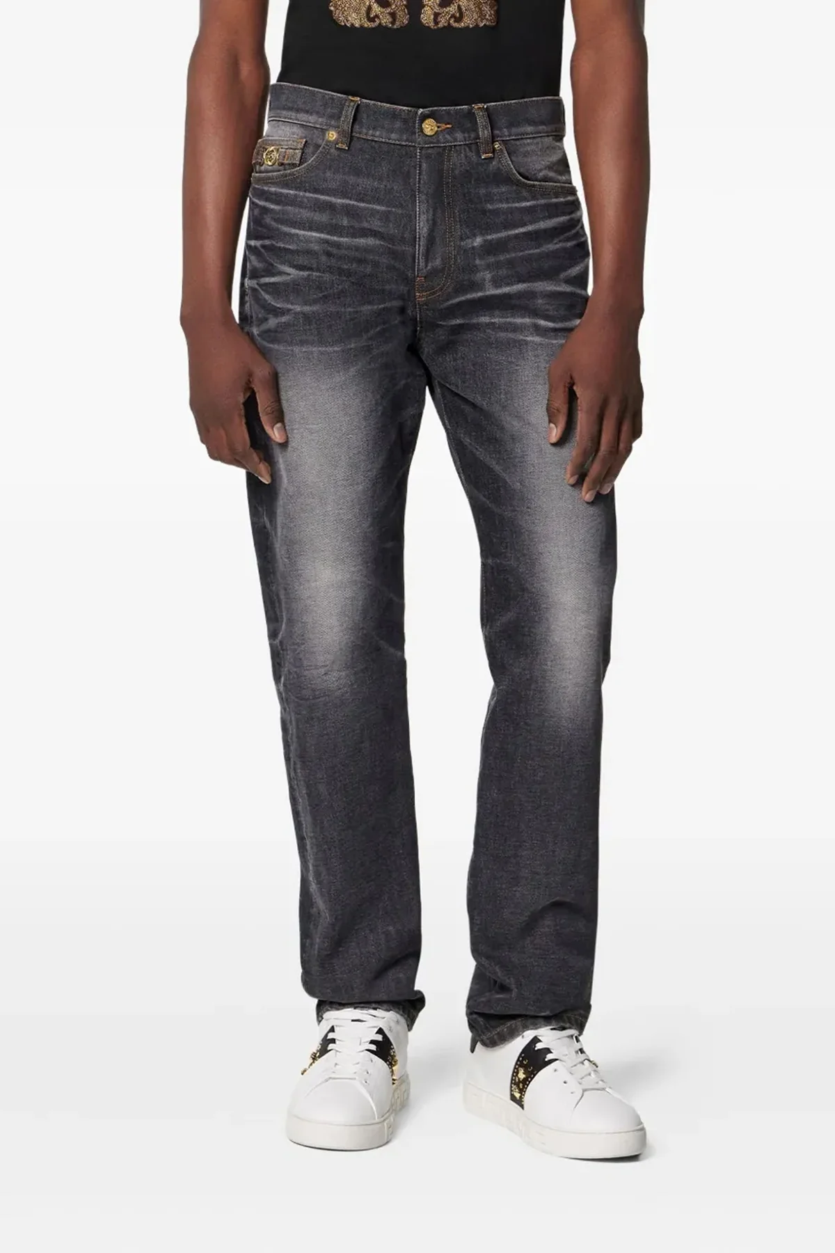 stonewashed cotton denim jeans