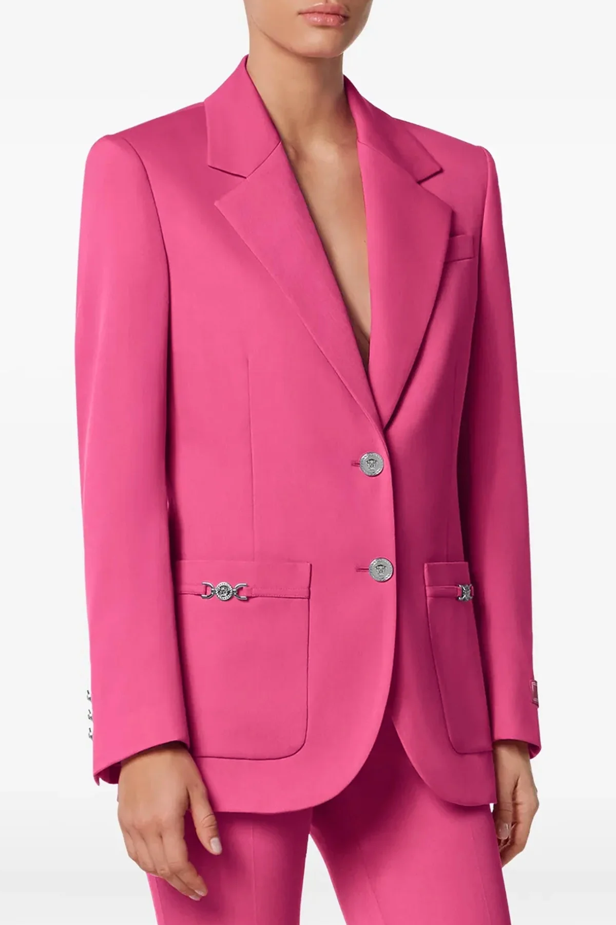 single-breasted stretch wool gabardine blazer