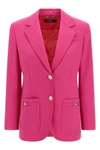 single-breasted stretch wool gabardine blazer
