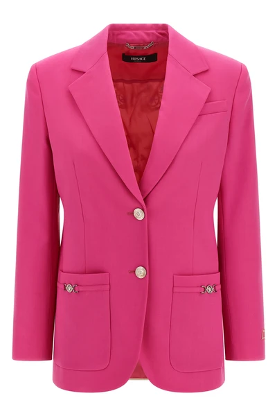 single-breasted stretch wool gabardine blazer