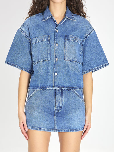 cropped denim shirt