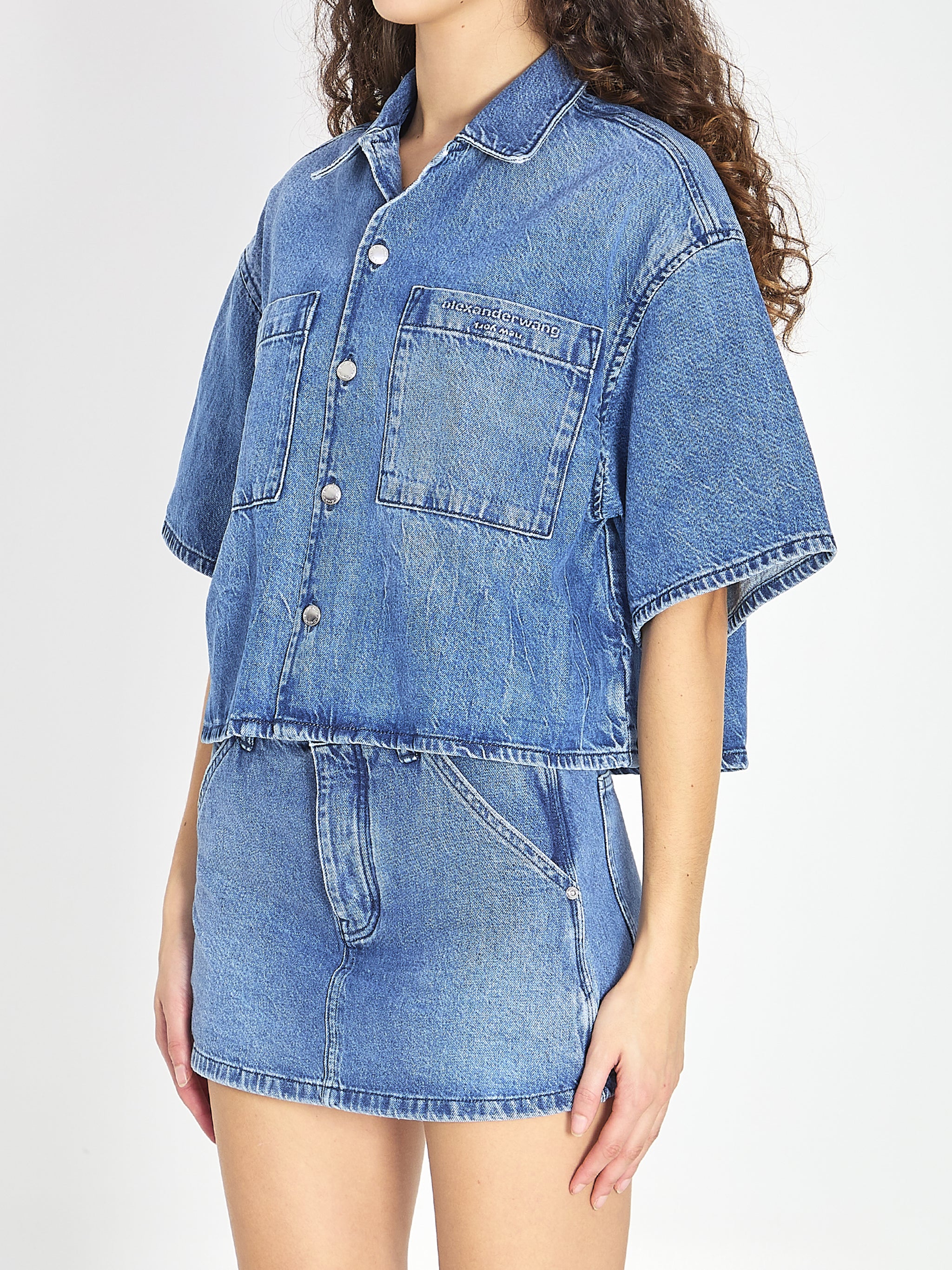 cropped denim shirt