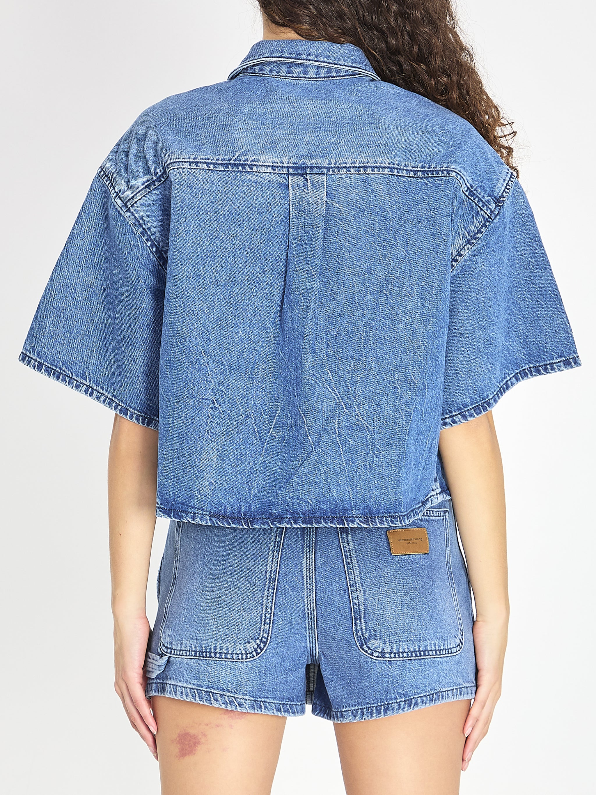 cropped denim shirt