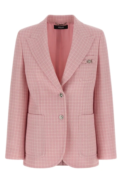 check knit wool crêpe blazer