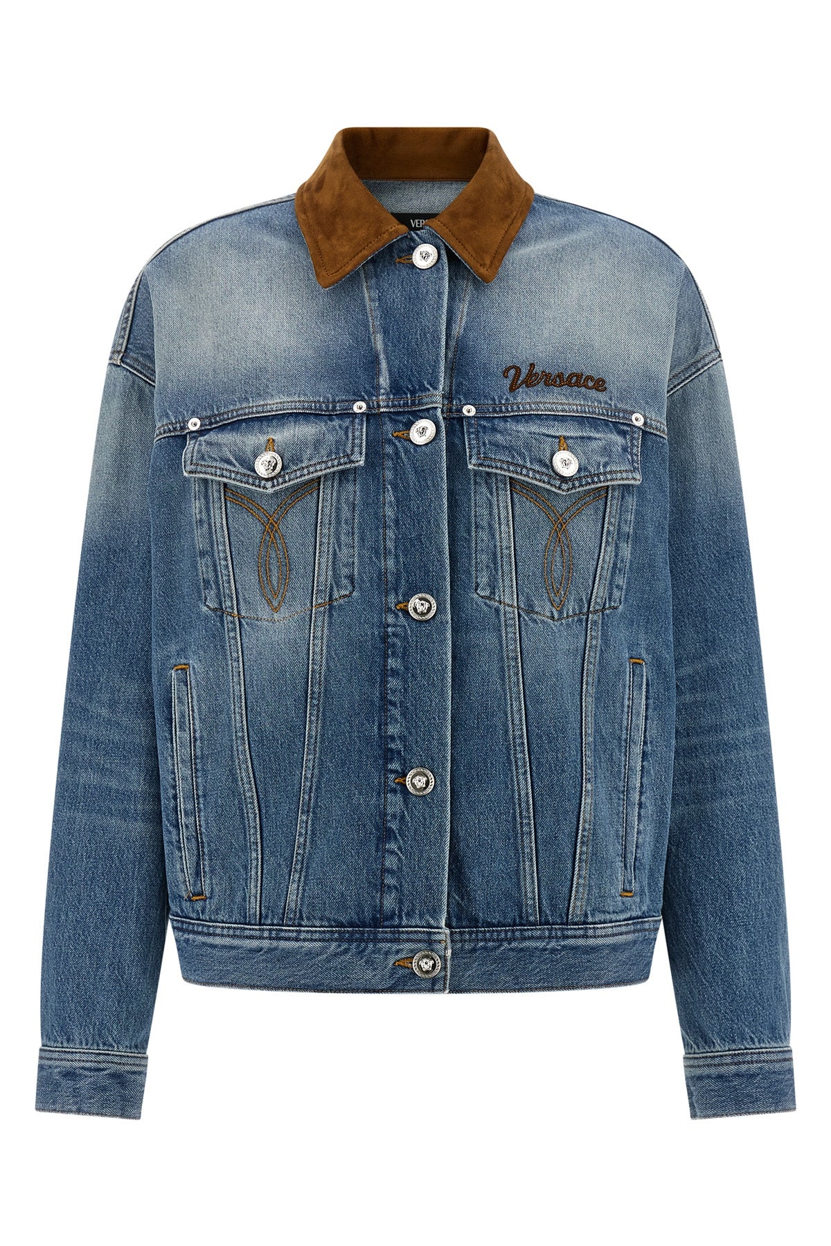 VERSACE 38 trucker cotton denim jacket