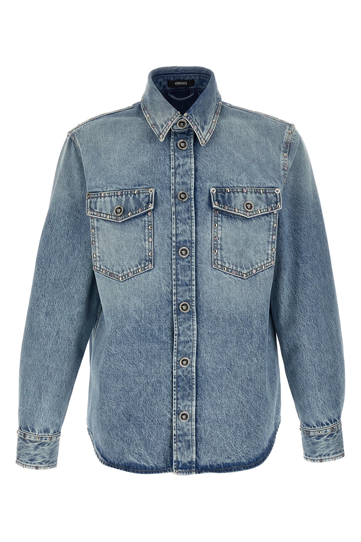 VERSACE 50 stonewashed cotton denim shirt