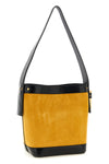 small pivot bucket bag in suede and contrasting smooth leather