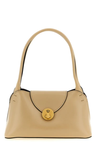 the versace small shoulder bag in smooth calf leather defines a structured and m