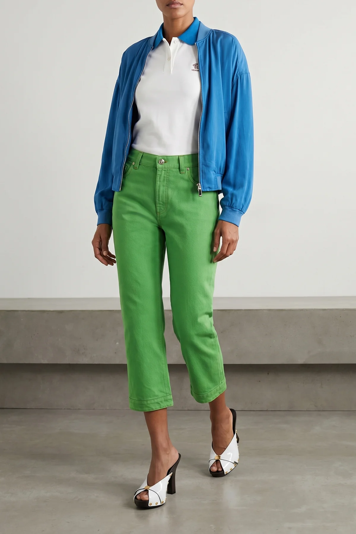 VERSACE 38 over-tinted silk poplin blouson