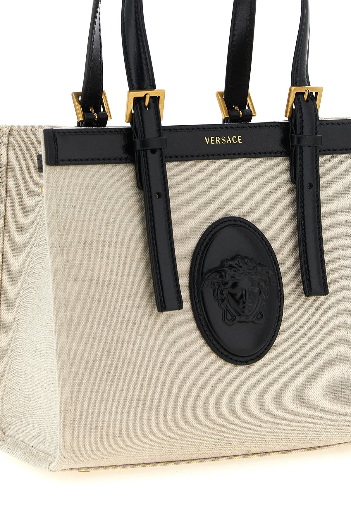 rivière mini shopping bag in linen and cotton canvas