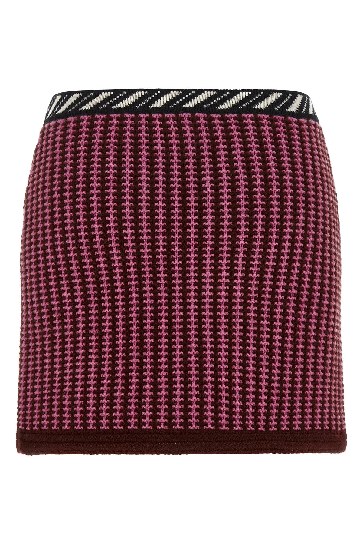 versaces crochet mini skirt defines a contemporary approach to knitwear