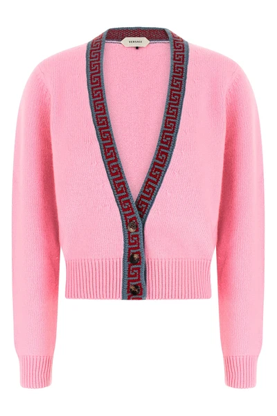 the versace cardigan redefines everyday knitwear through an essential design and