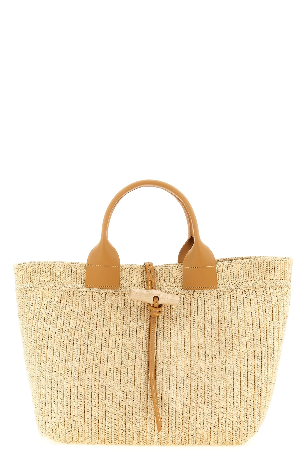 l le roseau shopping bag made from a single hand-woven raffia panel
