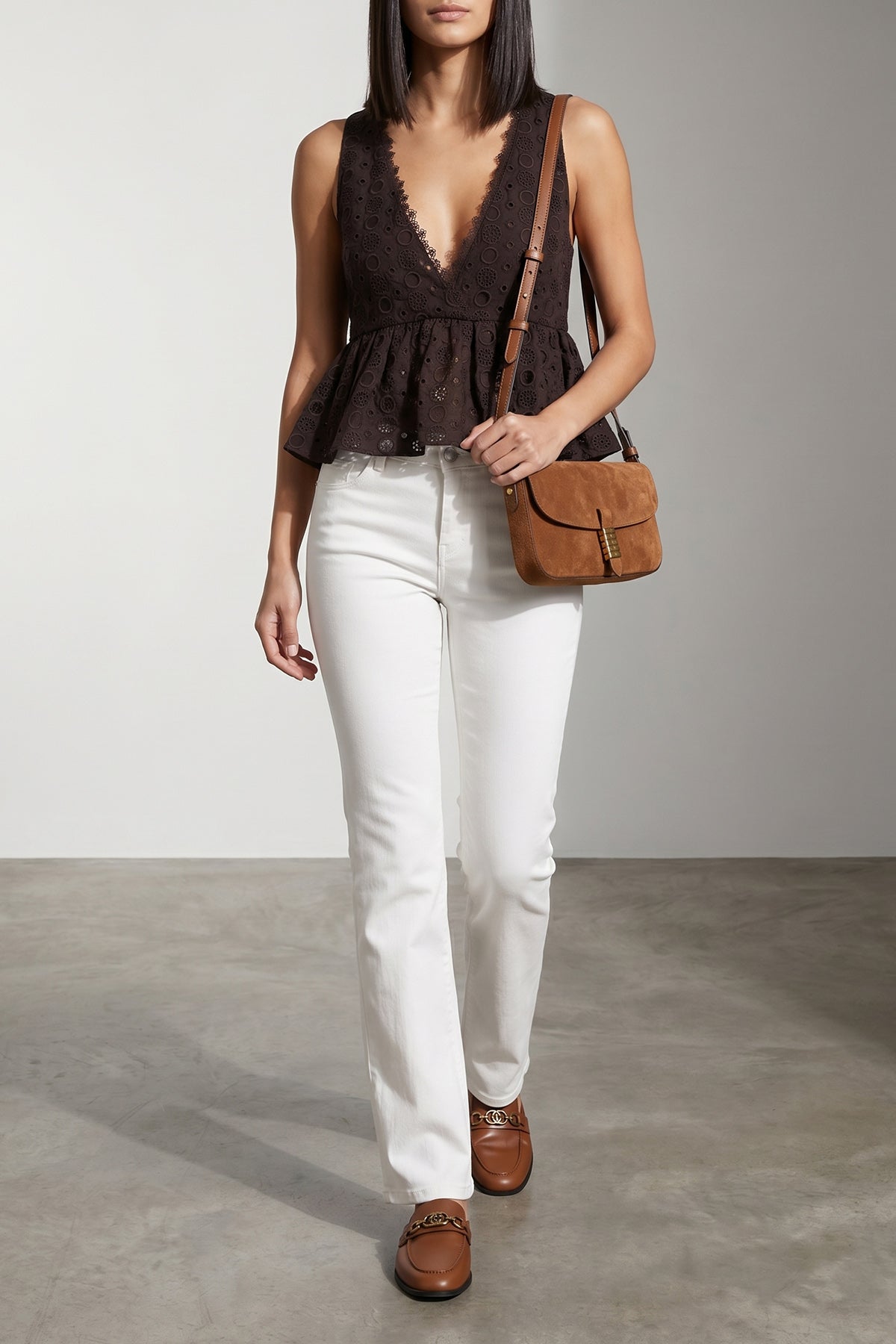 PINKO OS saddle flat medium suede shoulder bag