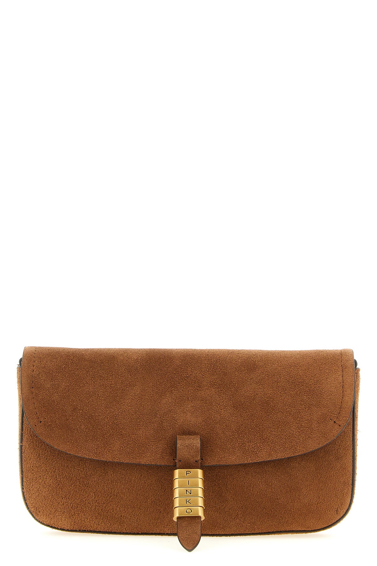 PINKO OS saddle flat medium suede shoulder bag