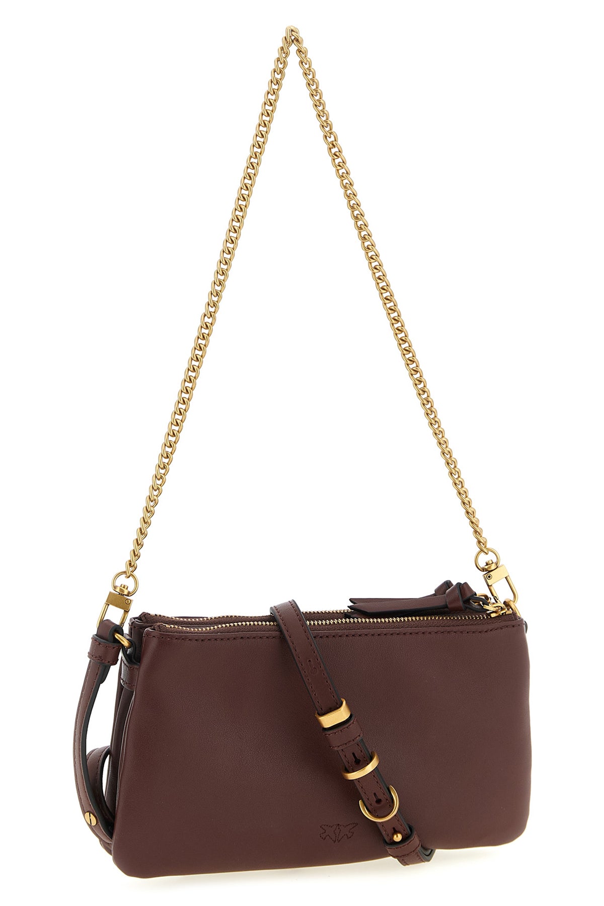 PINKO OS small leather mini double crossbody bag