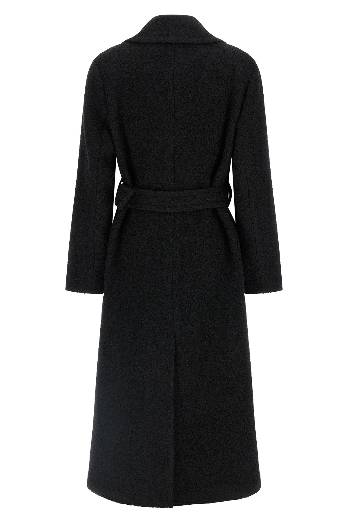 PINKO 44 long cerfoglio single-breasted coat in diagonal bouclé wool blend fabric