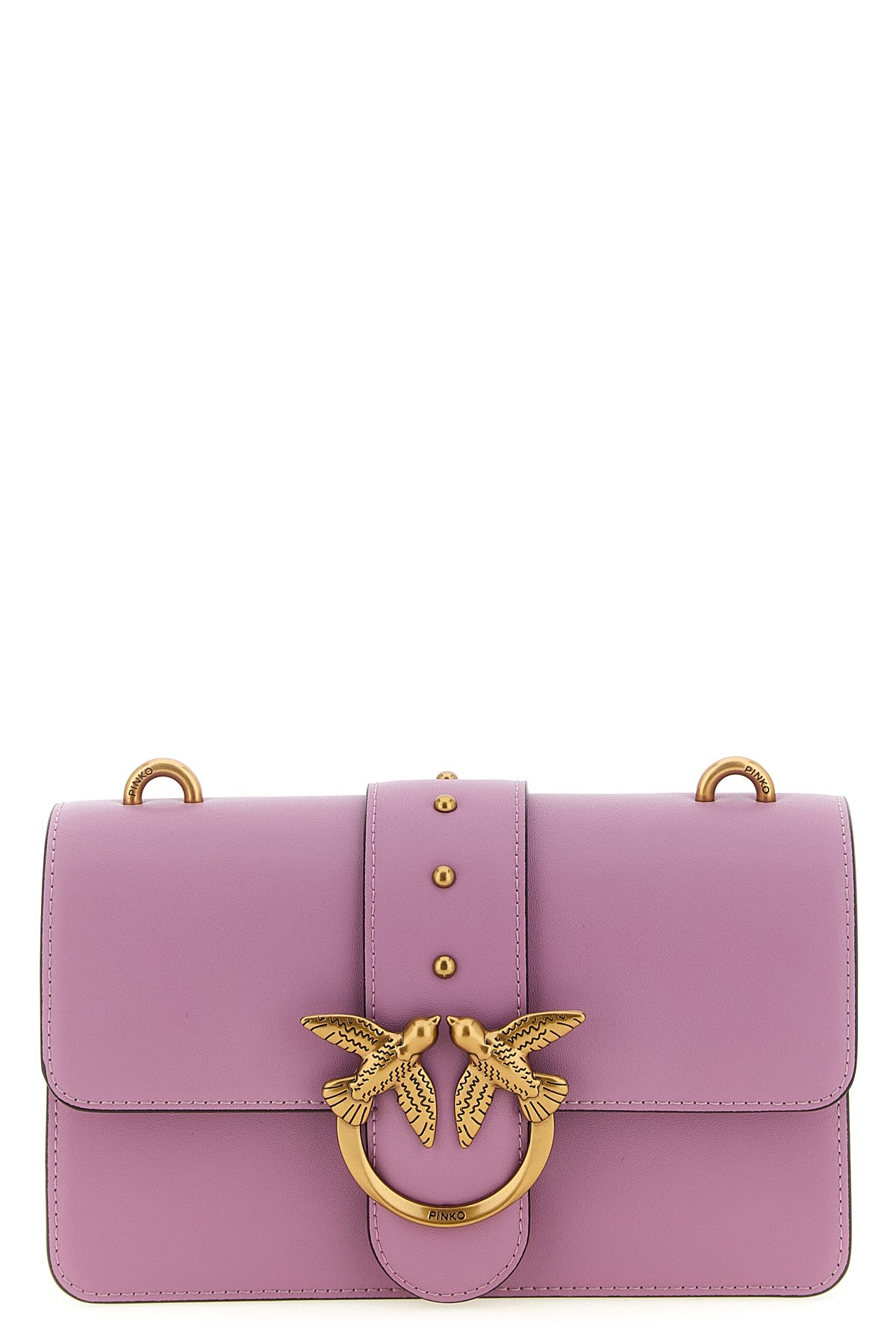 PINKO OS love one mini silk leather crossbody bag