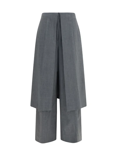 tailored pants with draped skirt panel