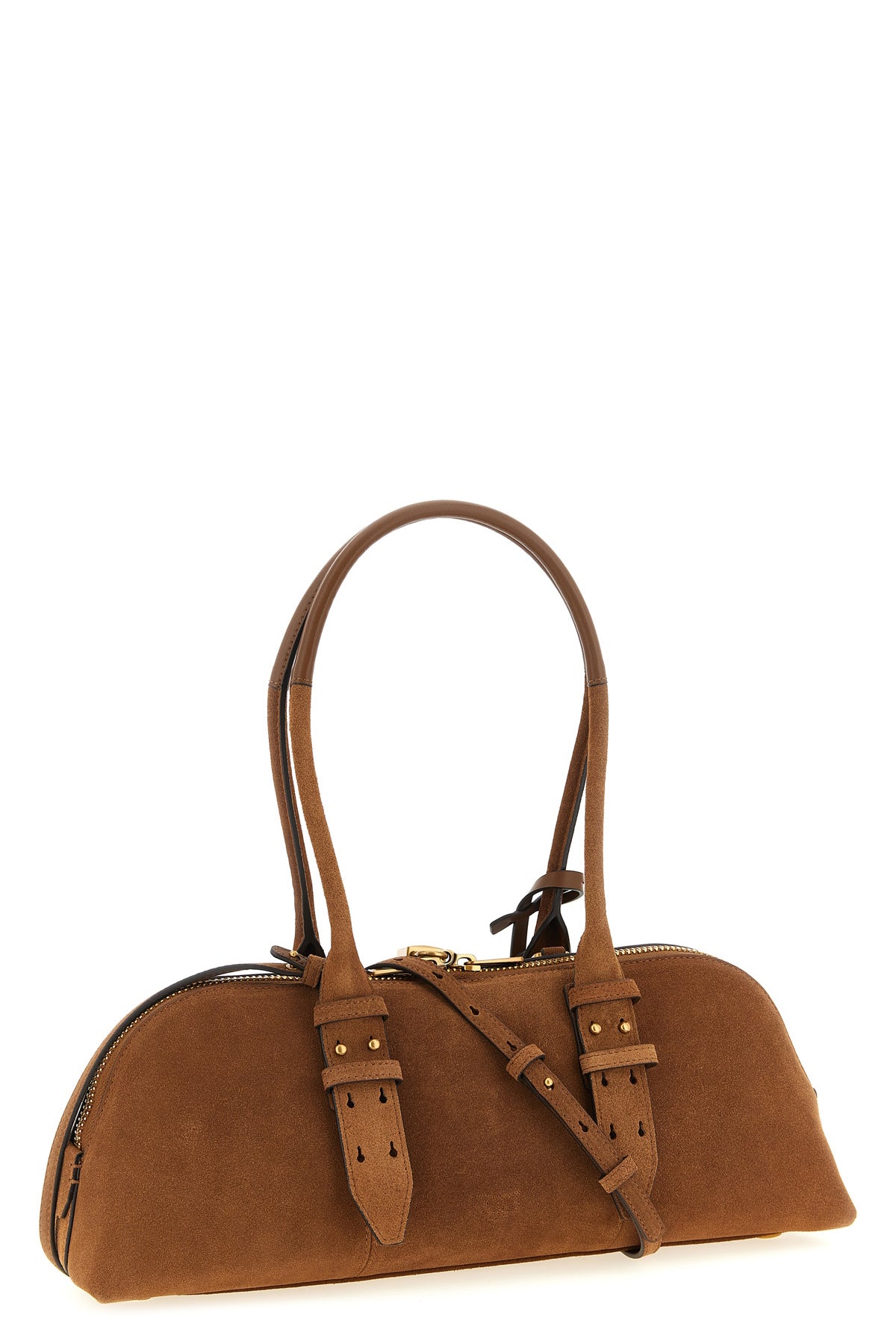 PINKO OS bowling baguette large suede shoulder bag