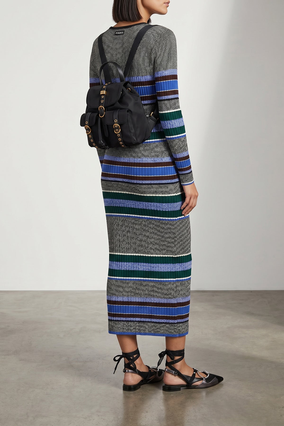 PINKO M long bruma dress in ribbed viscose knit
