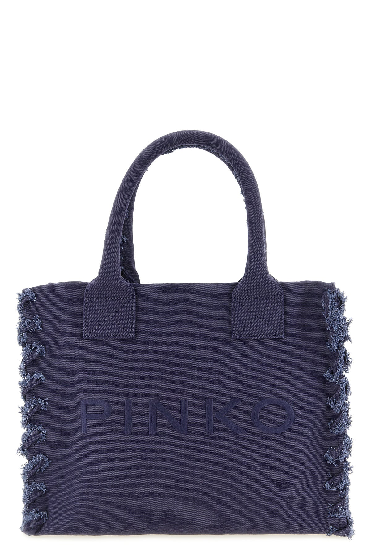 PINKO OS medium beach shopping bag in cotton canvas