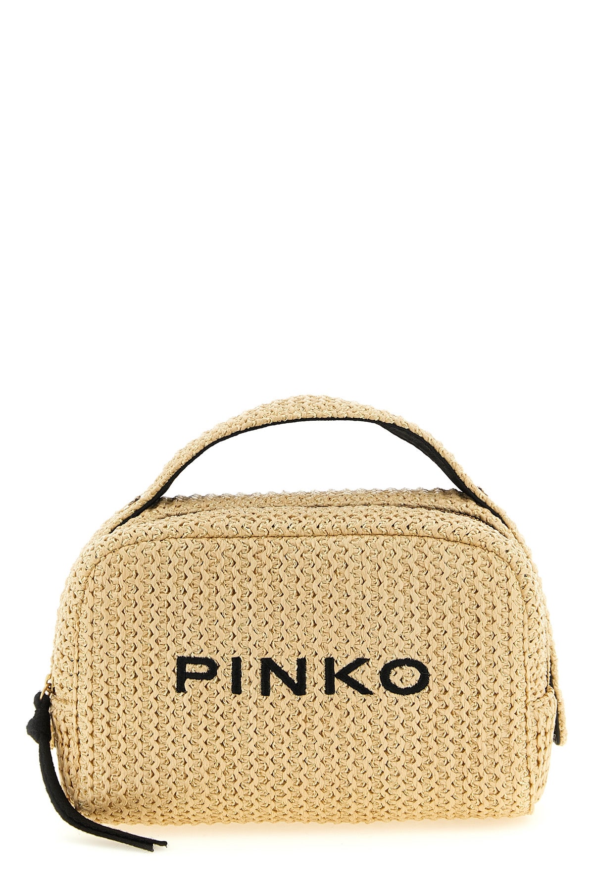 PINKO OS small beauty in woven raffia effect fabric