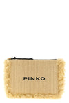 braided raffia-effect fabric clutch bag