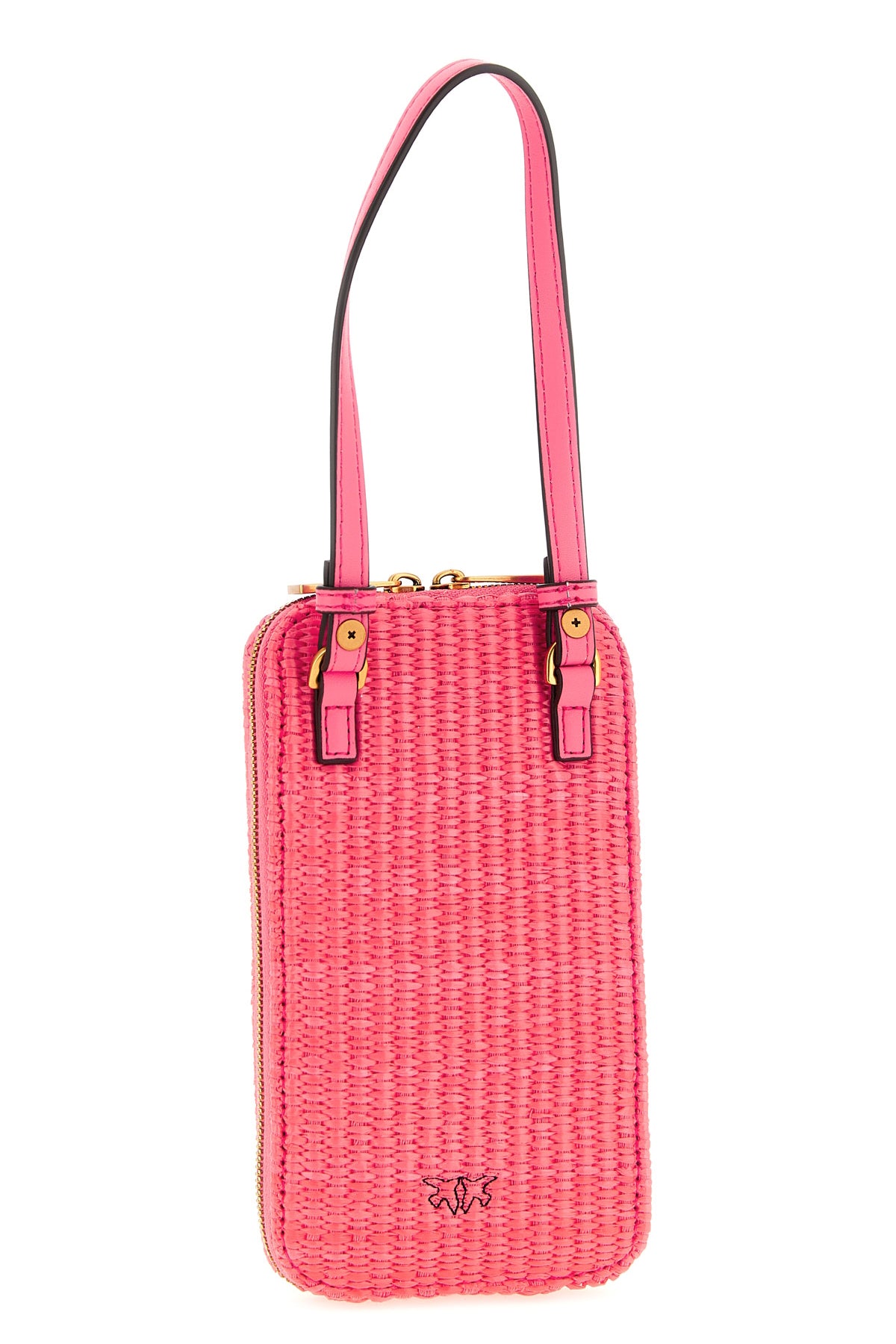 PINKO OS braided raffia smartphone holder