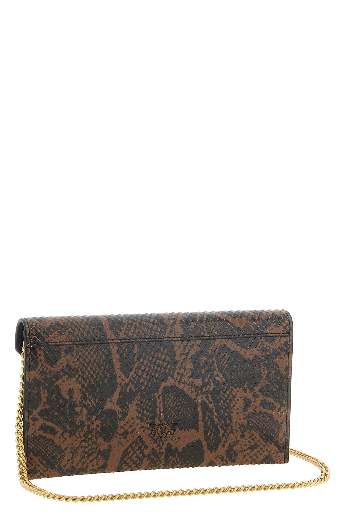 the pinko mini clutch bag in fine calf leather stands out for its bold python-ef