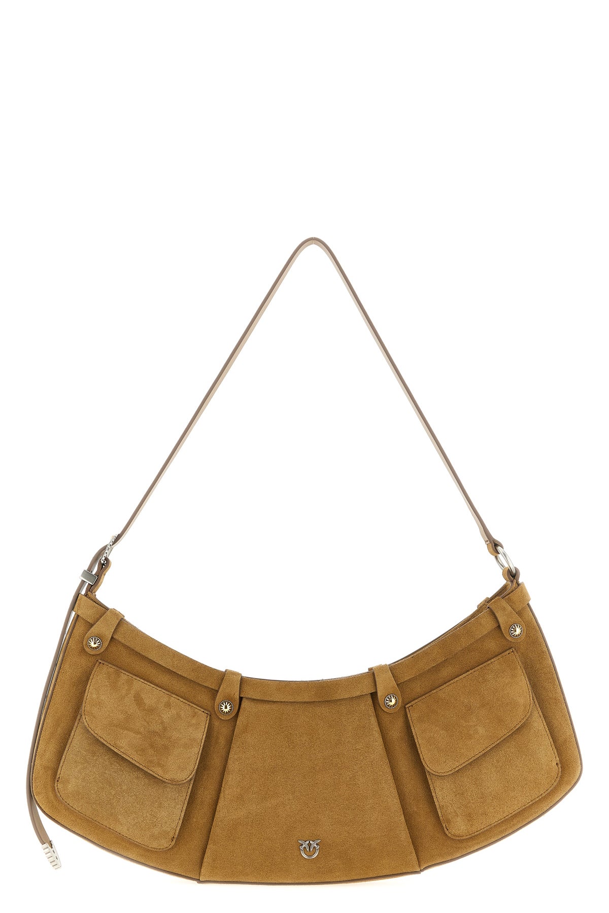 PINKO OS pocket body large suede shoulder bag