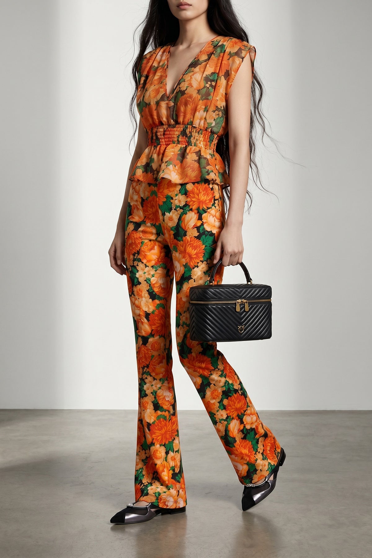 PINKO 42 arese pants in washed viscose canvas