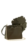 pinkos flower pouch redefines volumes through a soft pouch silhouette in fine