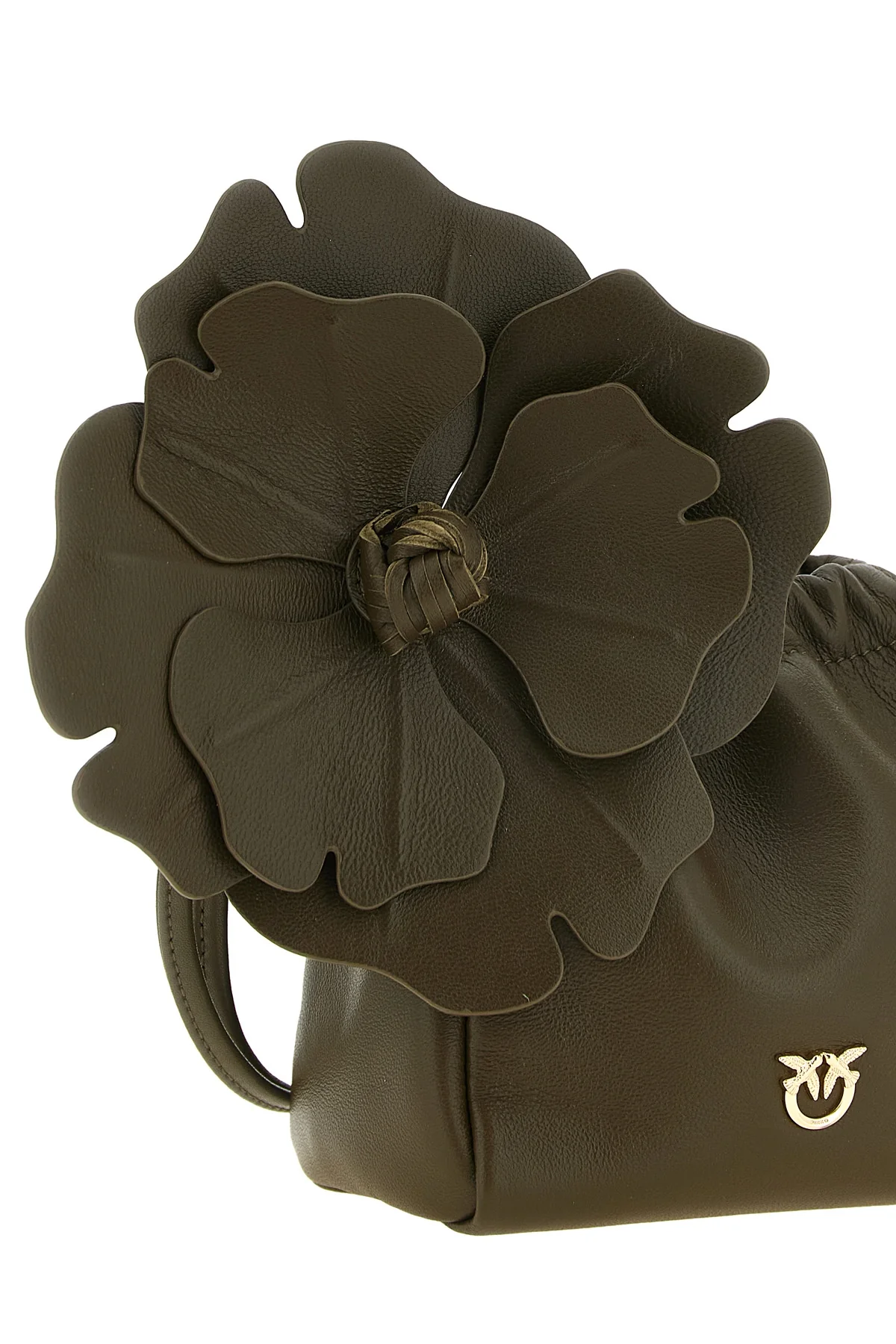 pinkos flower pouch redefines volumes through a soft pouch silhouette in fine